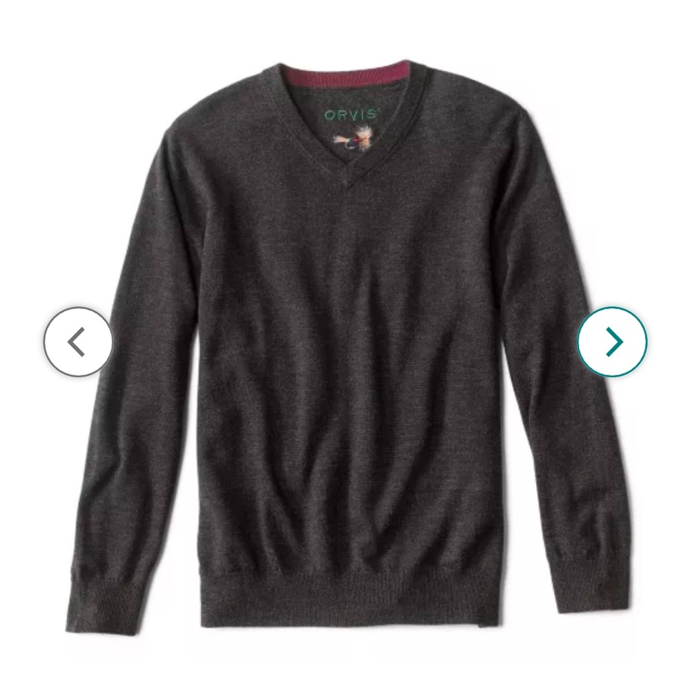 NWOT Orvis Merino Wool V-Neck Sweater L